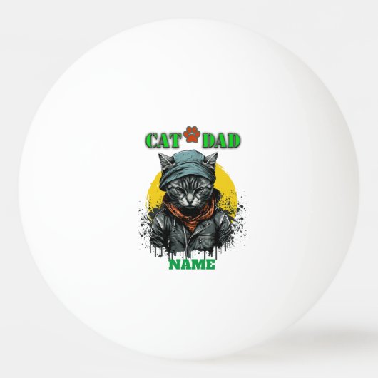 Vaderdag - CAT DAD. Editable name/bericht Pingpongbal (Voorkant)
