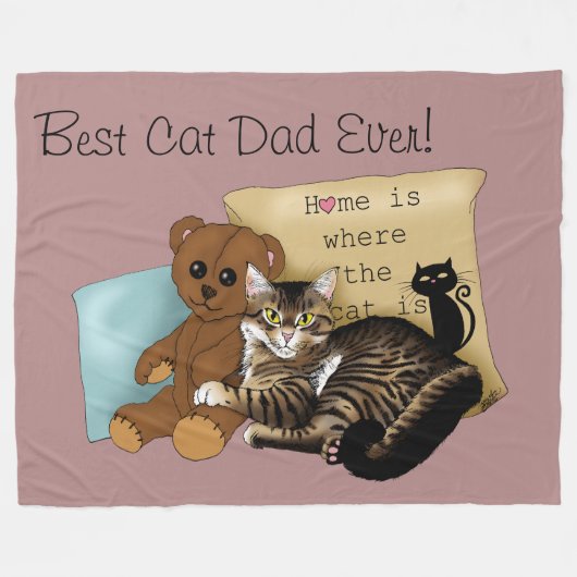 Vaderdag Cat Fleece Deken (Voorkant (Horizontaal))