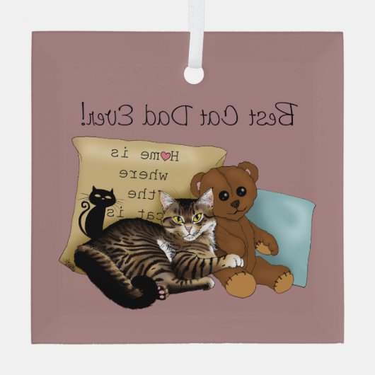 Vaderdag Cat Glas Ornament (Achterkant)