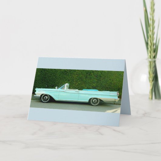VADERDAG CLASSIC POEDER BLUE CAR BIRTHDAY KAART (Voorkant)