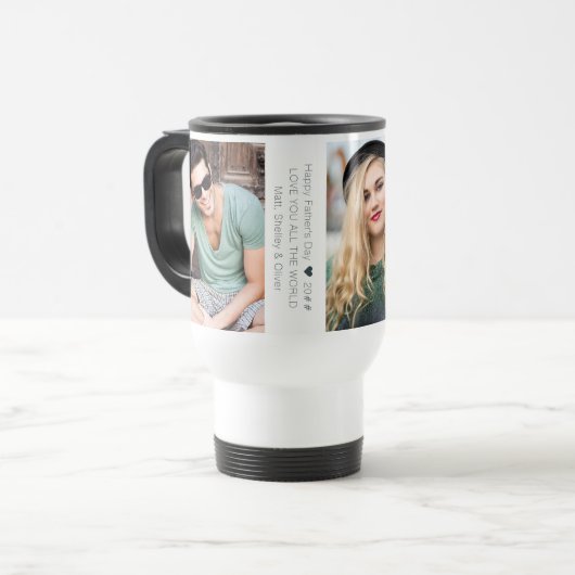 Vaderdag Collage met 3 Foto's en aangepaste tekst Reisbeker (Voorkant links)