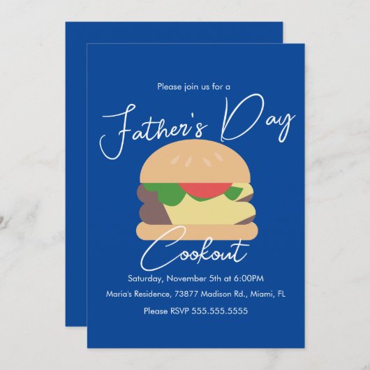 Vaderdag Cookout Burger Blue Kaart (Voorkant / Achterkant)