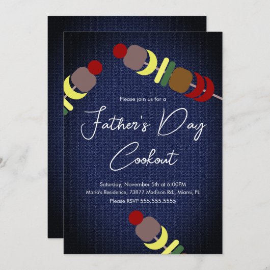 Vaderdag Cookout Kabobs Denim Kaart (Voorkant / Achterkant)