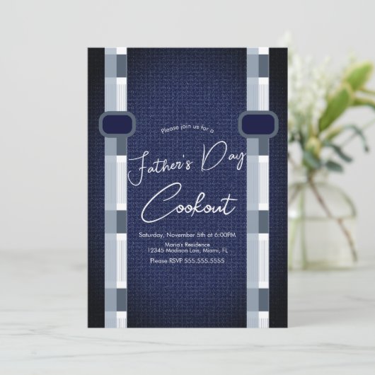 Vaderdag Cookout Masculine Denim Pset Kaart (Staand voorkant)