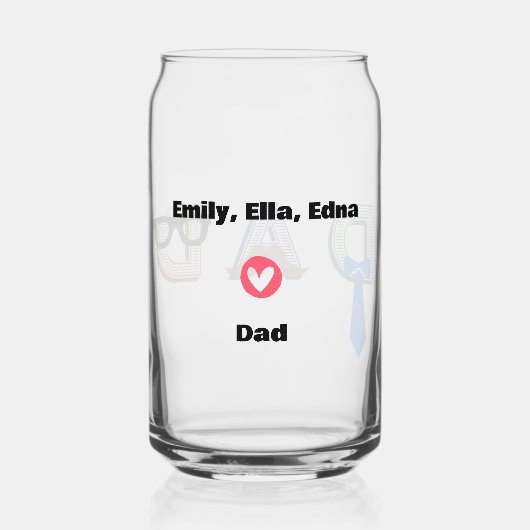 Vaderdag Cool Dad Fun Dad Aangepaste namen Blikvorm Glas (Achterkant)