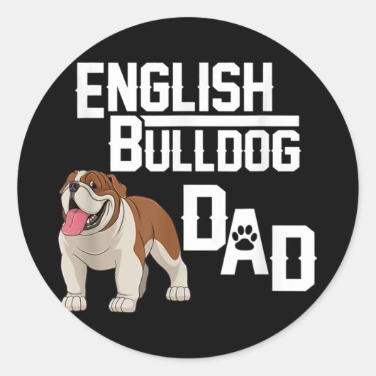 Vaderdag Cool English Bulldog Dad Outfit for Ronde Sticker (Voorkant)