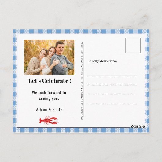 Vaderdag Crawfish Boil Eenvoudige fotouitnodiging Briefkaart (Achterkant)