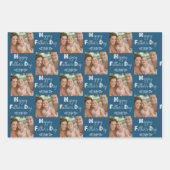 Vaderdag Custom Foto Blauw Grijs Set van 3 Inpakpapier Vel (Voorkant 2)