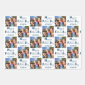 Vaderdag Custom Foto Blauw Grijs Set van 3 Inpakpapier Vel (Voorkant)