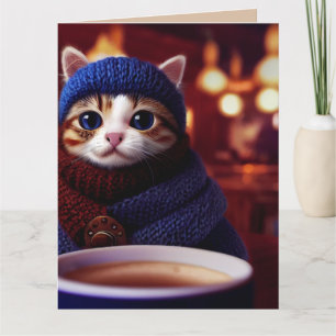 VADERDAG CUTE COFFEE CAT-WENSKAART KAART