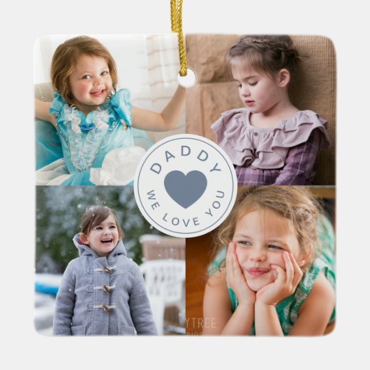 Vaderdag Cute papa We houden van je foto Keramisch Ornament (Voorkant)