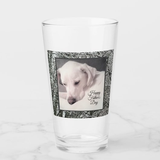 Vaderdag Cute White Puppy Dog Snowy Winter Glas (Voorkant)