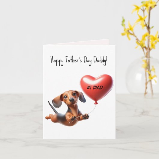 Vaderdag Dachshund Card Kaart (Gele Bloem)