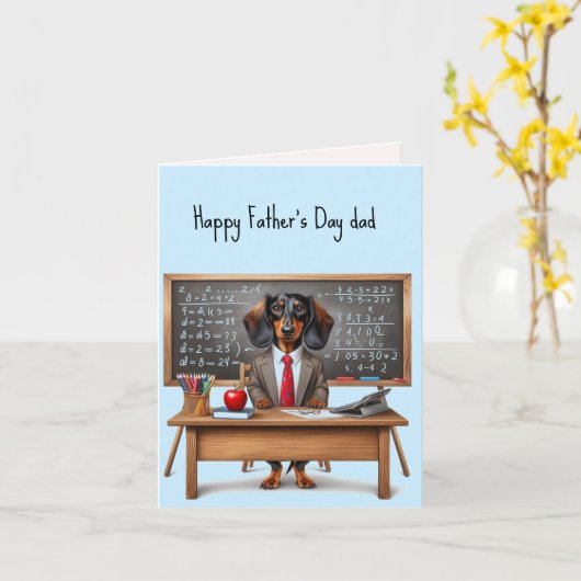 Vaderdag Dachshund Card Kaart (Gele Bloem)
