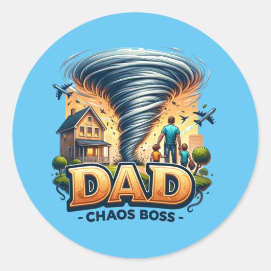 Vaderdag Dad Chaos Boss Ronde Sticker (Voorkant)