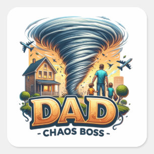 Vaderdag Dad Chaos Boss Vierkante Sticker