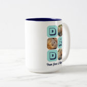 Vaderdag Dad Familie Fotocollage Aangepaste tekst Tweekleurige Koffiemok (Voorkant rechts)