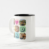 Vaderdag Dad Foto Collage Familie Afbeelding Grid Tweekleurige Koffiemok (Voorkant links)