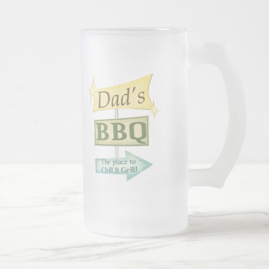 vaderdag Dad Retro Grunge Barbeque Sign Matglas Bierpul (Rechts)