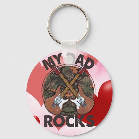 Vaderdag Dad Rock Classic Round Sleutelhanger (Voorkant)
