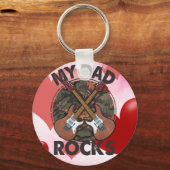 Vaderdag Dad Rock Classic Round Sleutelhanger (Voorkant)