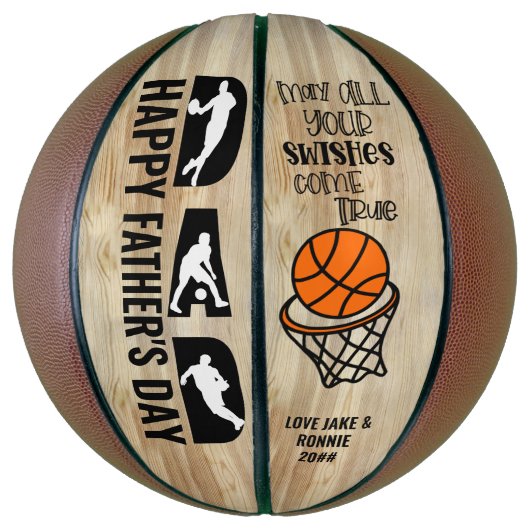 Vaderdag Dad Swish come True Personalized Basketbal (Verticaal)