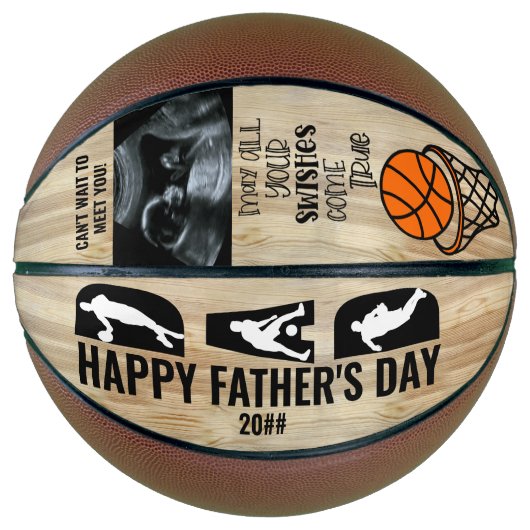 Vaderdag Dad Swish come True Sonogram Foto Basketbal (Voorkant)