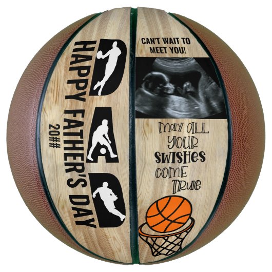 Vaderdag Dad Swish come True Sonogram Foto Basketbal (Verticaal)
