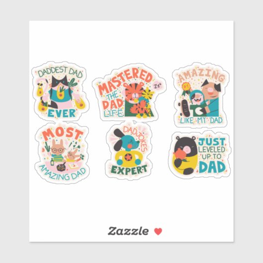 VADERDAG DIEREN TEKENS SET STICKER (Vel)