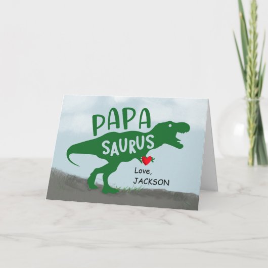 Vaderdag Dinosaurus Papa-Saurus Aangepaste naam Kaart (Voorkant)