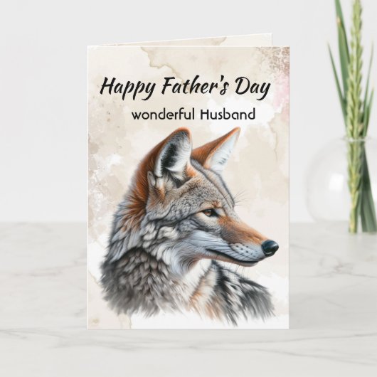 Vaderdag Echte Waterverf Coyote Feestdagen Kaart (Voorkant)