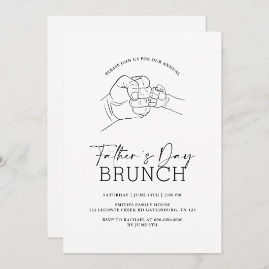 Vaderdag elegante rustieke brunch uitnodiging (Voorkant / Achterkant)