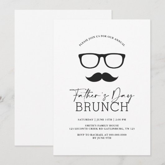 Vaderdag Elegante rustieke brunch uitnodiging (Voorkant / Achterkant)