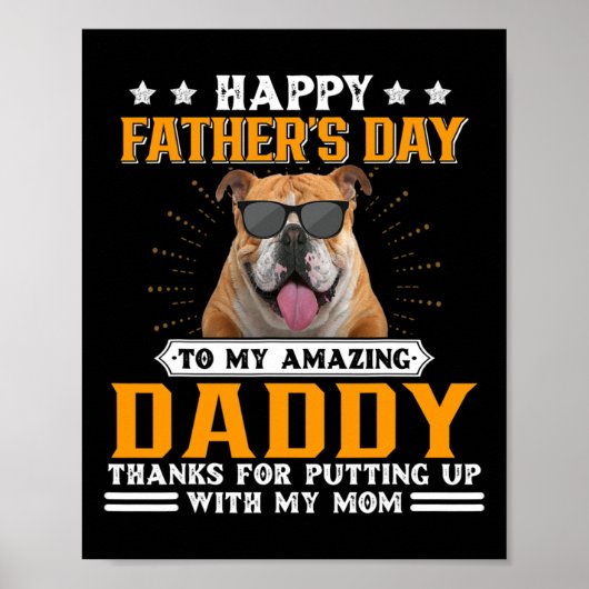 Vaderdag Engelse Bulldog Dog Papa Gifts Voor Manne Poster (Voorkant)