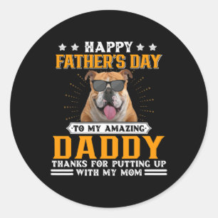 Vaderdag Engelse Bulldog Dog Papa Gifts Voor Manne Ronde Sticker