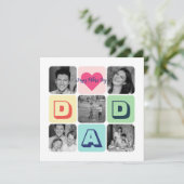 Vaderdag Familie Fotorooster Pap Afbeelding Collag Feestdagenkaart (Staand voorkant)