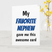 Vaderdag Favoriete neefje Grappig Kaart (Gele Bloem)