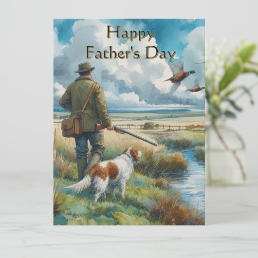 Vaderdag Fazantenjager Plat Vakantiekaart Feestdagenkaart (Staand voorkant)