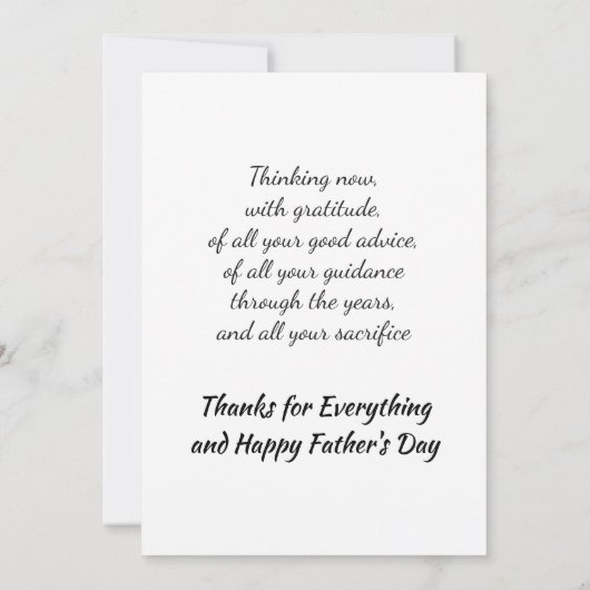 Vaderdag fedora pet met tekst Hartelijk dank Bedankkaart (Achterkant)