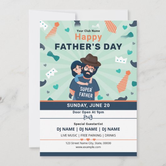 Vaderdag Feest Flyer Sjabloon Kaart (Voorkant)