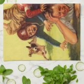  Vaderdag, Football Kinder en Familiehond Theedoek (Gevouwen)