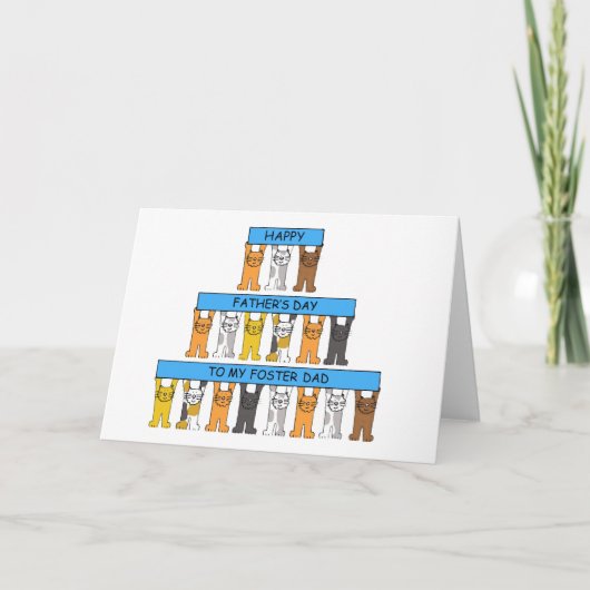 Vaderdag Foster Dad Cartoon Cats Kaart (Voorkant)