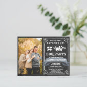 Vaderdag Foto BBQ Party Invitation Briefkaart (Staand voorkant)