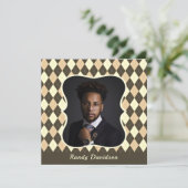 Vaderdag Foto Bruin Tannet Argyle Eetfeestje Kaart (Staand voorkant)