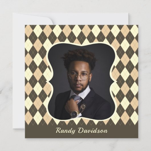 Vaderdag Foto Bruin Tannet Argyle Eetfeestje Kaart (Voorkant)