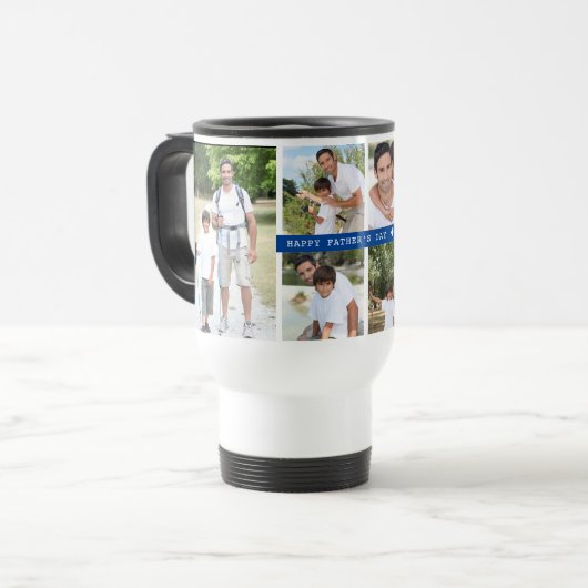 Vaderdag Foto collage 6 Foto's en jaar Reisbeker (Voorkant links)