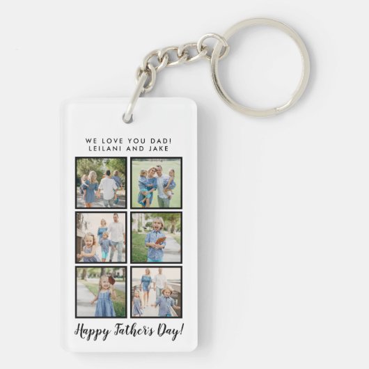 Vaderdag Foto Collage White Sleutelhanger (achterkant)