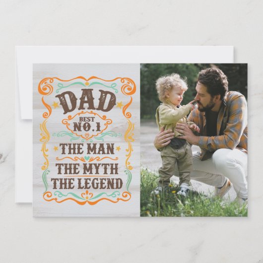 Vaderdag Foto De Man De Mythe De Legende Feestdagenkaart (Voorkant)