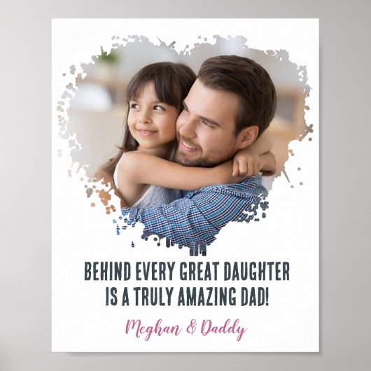 Vaderdag Foto Gift van Dochter Hart Poster (Voorkant)