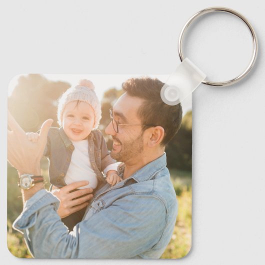 Vaderdag Foto met speciale datum en bericht Sleutelhanger (Achterkant)